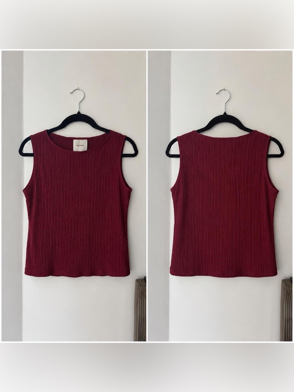 Reformation Ribbed Sleeveless Tank - Burgundy